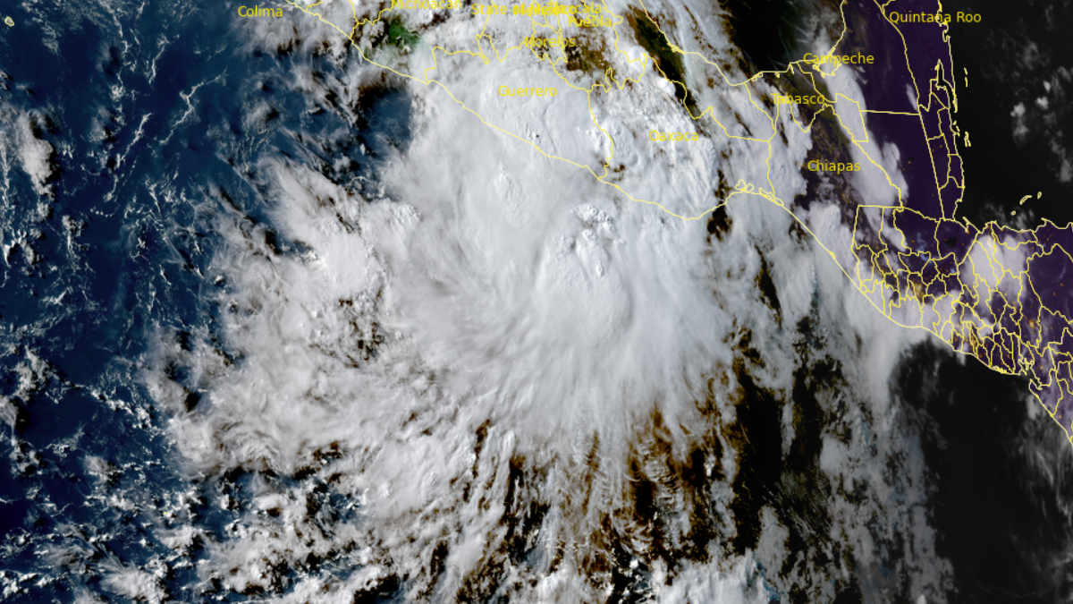 Satellite image of Tropical Storm Ivo acquired at 00:10 UTC on August 7, 2025. Credit: Goes-18, RAMMB/CIRA, The Watchers.