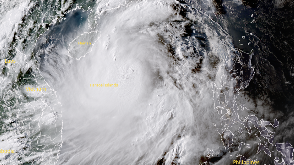 Satellite image of Tropical Storm Kajiki as of August 23, 2025. Credit: Himawari-9, RAMMB/CIRA, The Watchers.