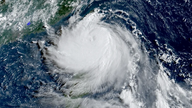 Satellite image of Typhoon Podul as of 23:10 UTC on August 12, 2025