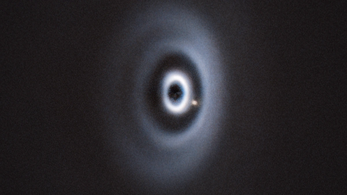 The European Southern Observatory shared this image of the week, which depicts a newborn planet eating its way through its dusty cradle as it orbits its host star. This image, taken with ESO’s Very Large Telescope (VLT) in Chile, is the first clear detection of a baby planet in a disc with multiple rings. Credit: ESO/R.F. Van Capellevan Et Al.