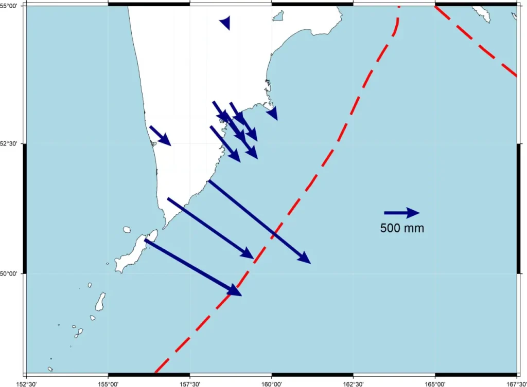 coseismic deformation across kamchatka peninsula russia after m8-8 earthquake on july 29 2025