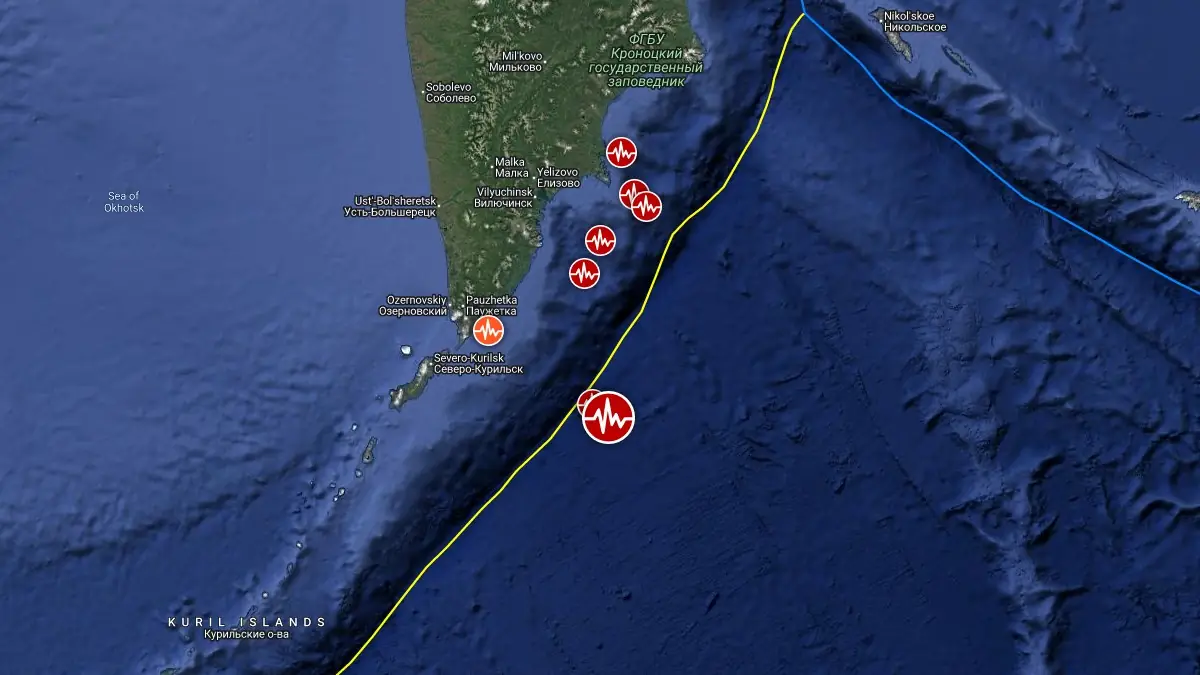 epicenter of m6.1 earthquake east of the kuril islands on august 25 2025 f