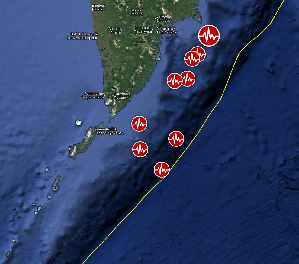 epicenter of m6.8 earthquake near kamchatka russia at 0537 utc on august 3 2025 bg
