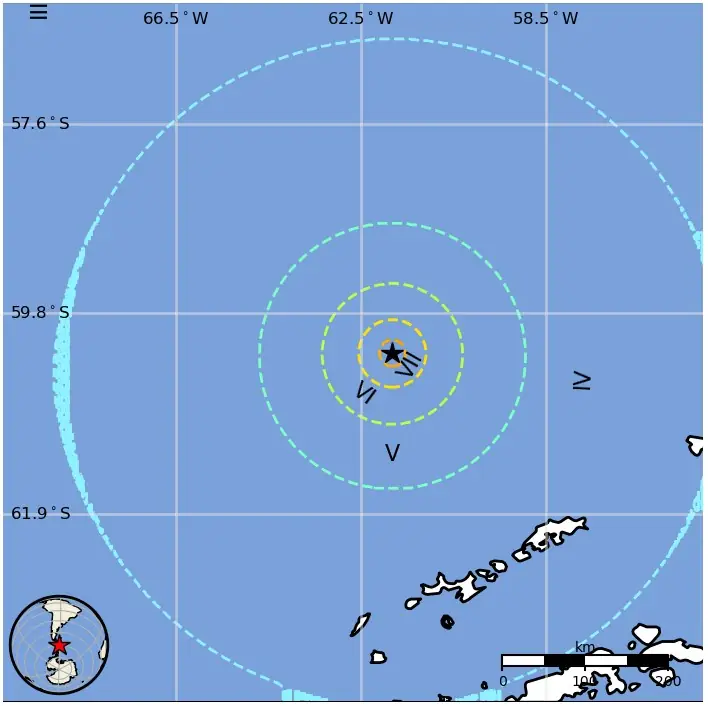 m7.5 earthquake drake passage august 22 2025 epe