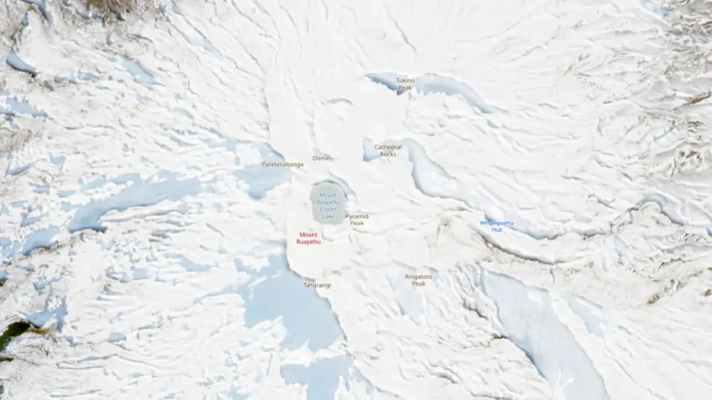 satellite image of mount ruapehu on august 12 2025 bg