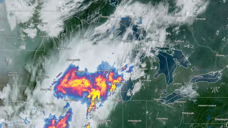 satellite image with rainfall radar usa milwaukee 1340 utc on august 10 2025