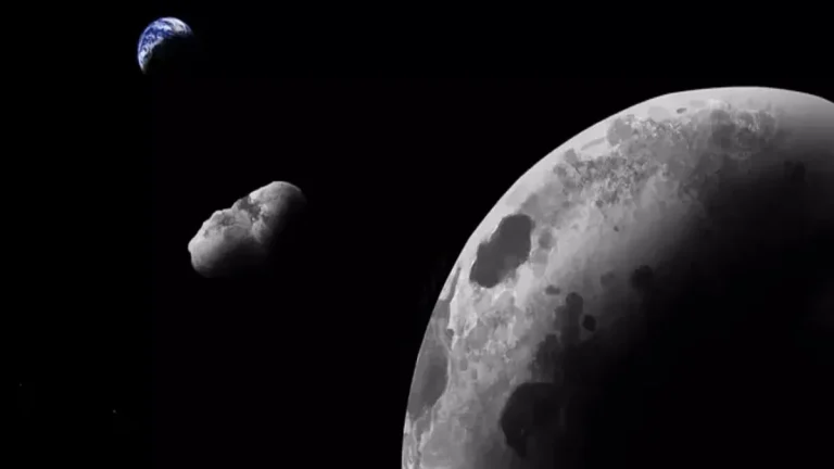 An artist’s illustration of the asteroid Kamo’oalewa, the target of China’s Tianwen 2 asteroid-sampling mission