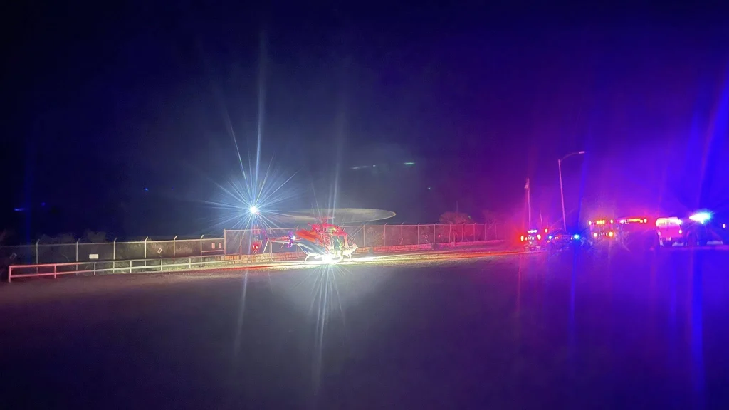 Helicopter preparing to leave for rescue at Lavendar Pit, near Benson, Arizona on Saturday, Septenmber 14, 2025. Credit: CCSO