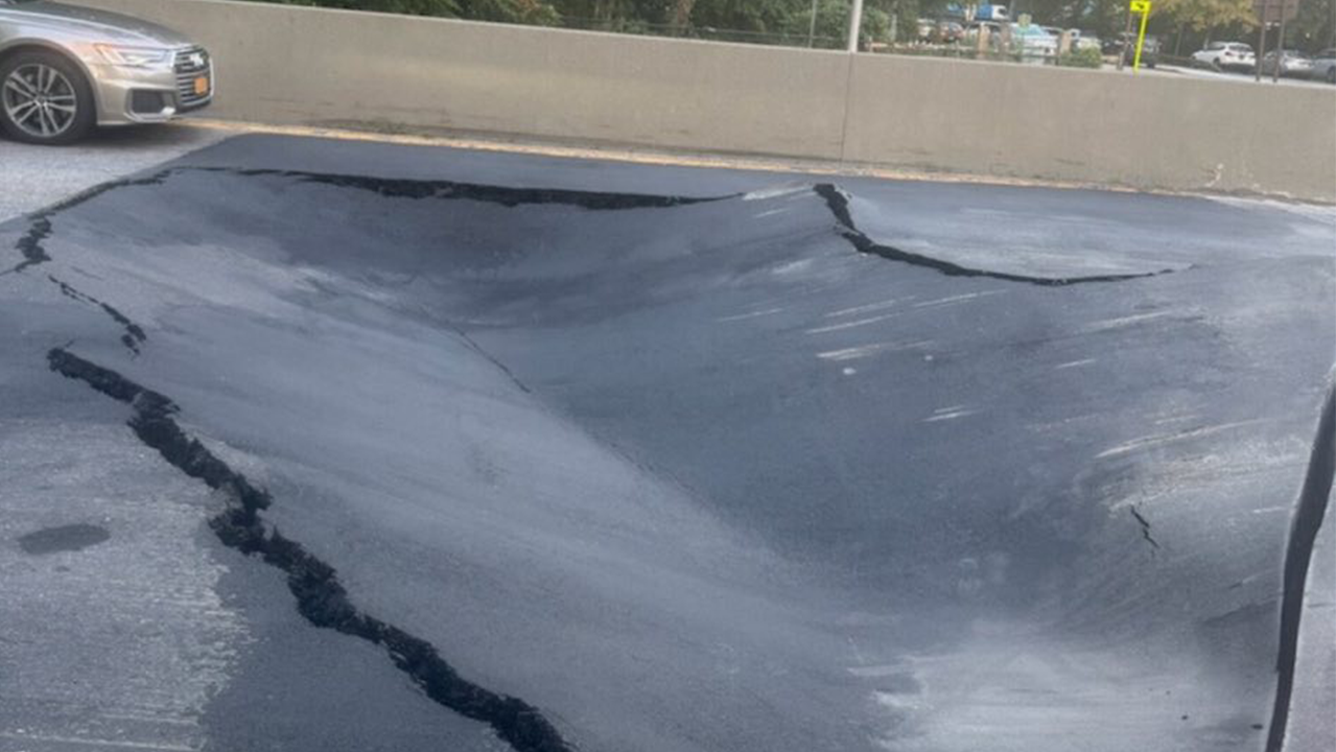 Damage to part of Saw Mill River Parkway Southbound in Dobbs Ferry, New York on September 7,2025