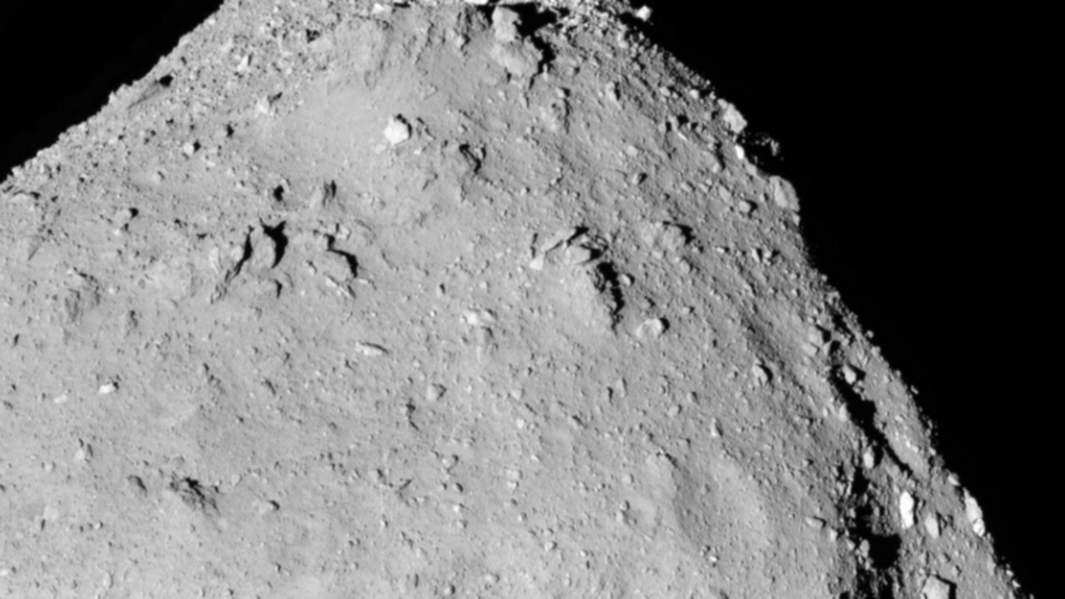 Ryugu close-up. Ryugu is named after a magical underwater palace in a Japanese folktale — appropriately enough it seems to be a palace for water in the real world too.