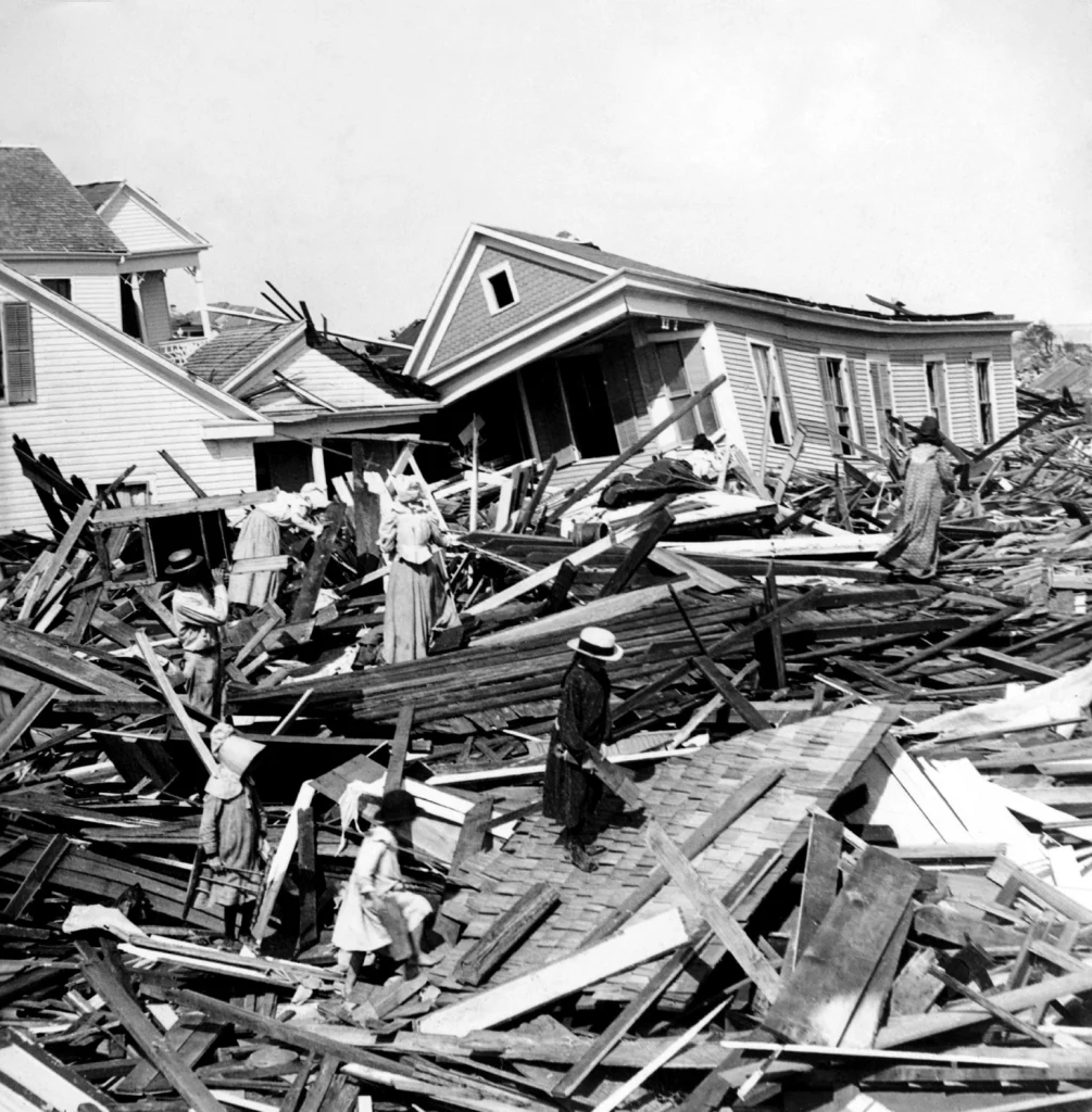 Seeking valuables in the wreckage, Galveston, Texas