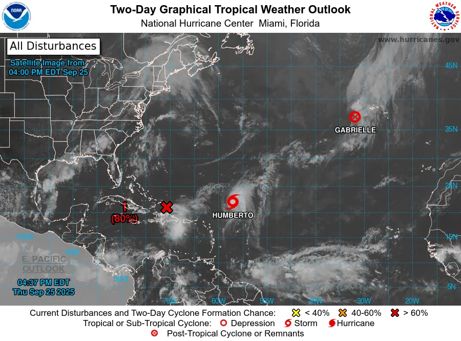 Two day graphical weather outlook for the Atlantic by NHC