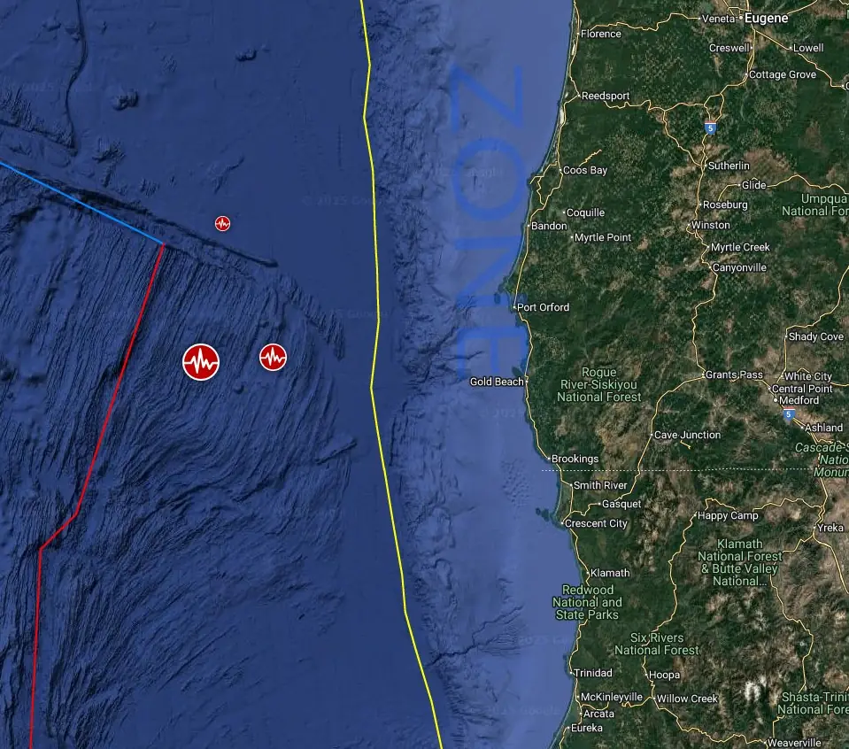 epicenter of m5.8 earthquake off the coast of oregon on september 9 2025 bg