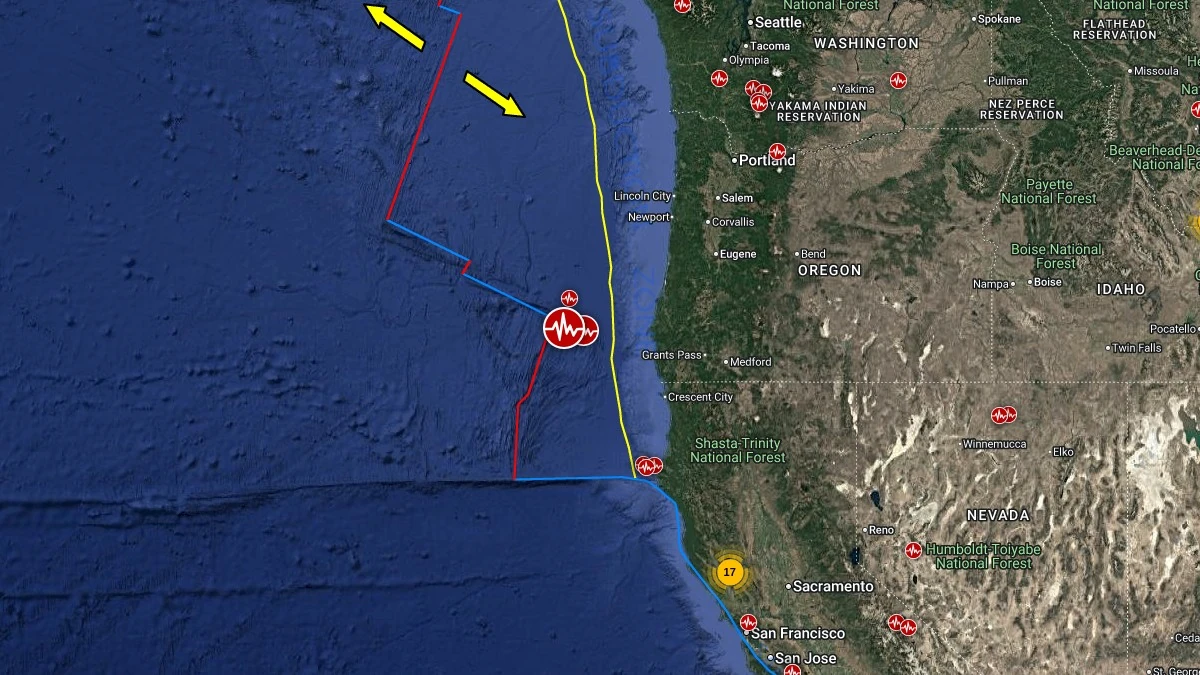 epicenter of m5.8 earthquake off the coast of oregon on september 9 2025
