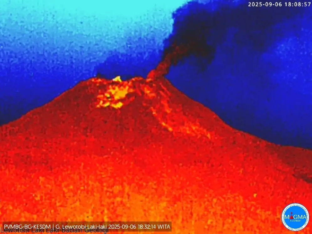 lewotobi laki laki volcano ir image september 6 2025
