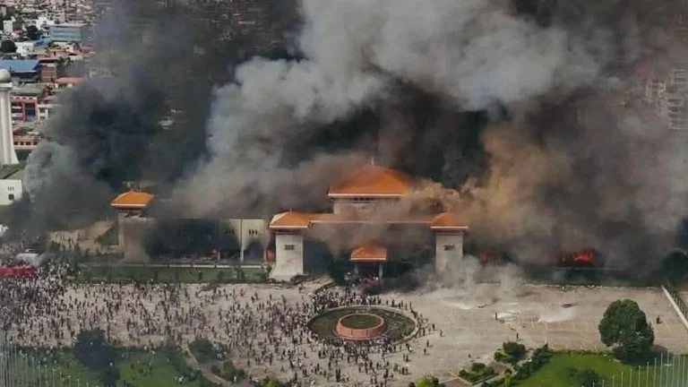 nepal protesters burn parliament building september 2025