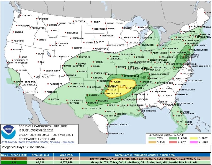 september 23 2025 convective outlook us