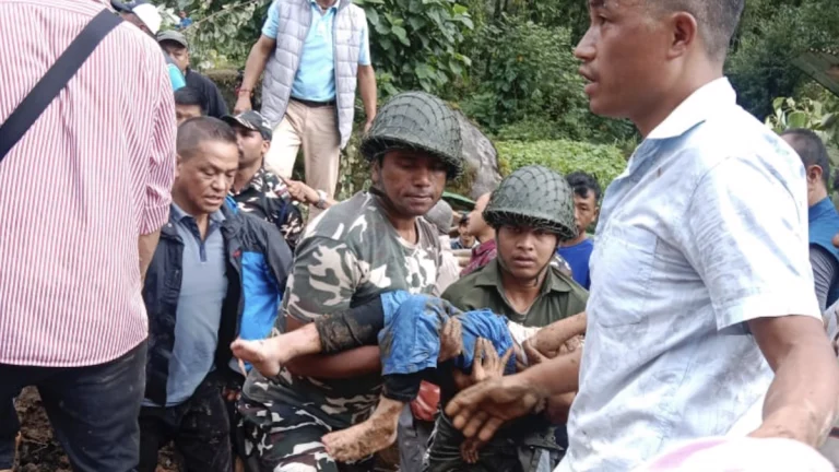 seven-year-old rescued after a landslide in Sikkim, India on September 12, 2025. Credit: SSB FTR HQR Siliguri