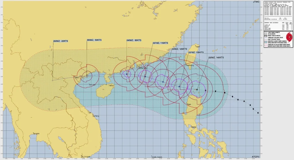 super typhoon ragasa jtwc forecast track 0300 utc september 22 2025
