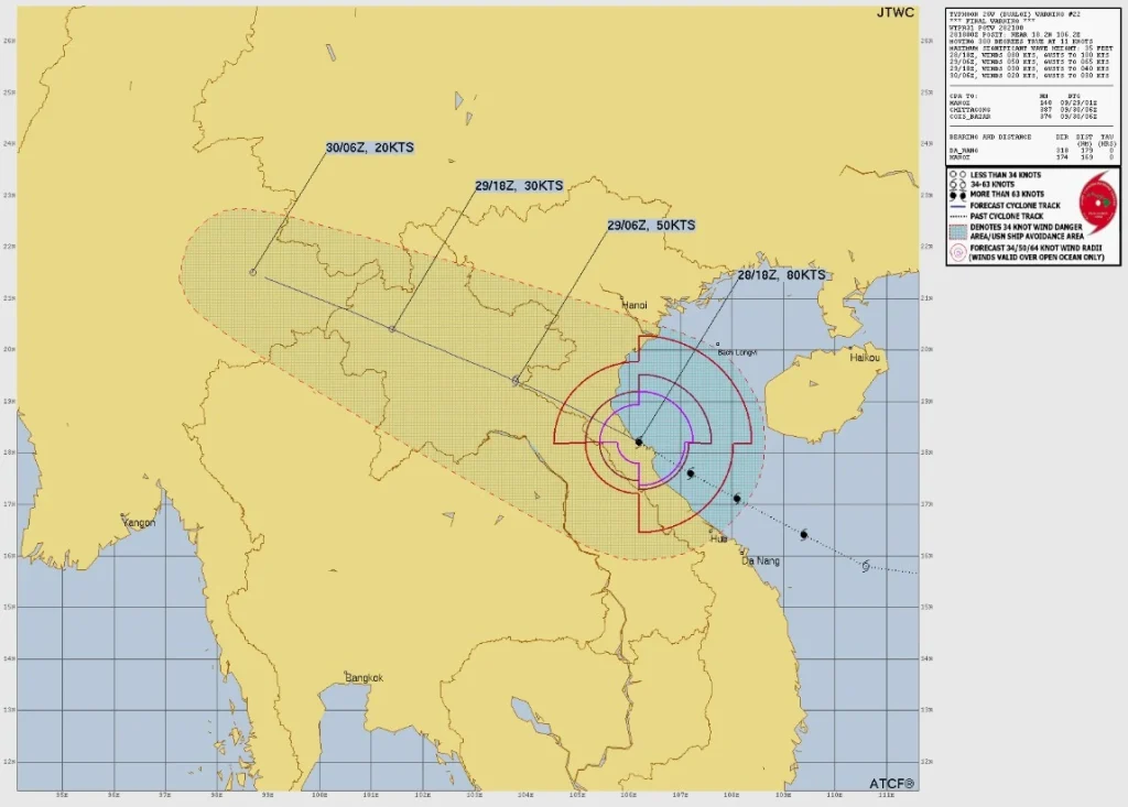 typhoon bualoi jtwc forecast track 2100 utc september 28 2025