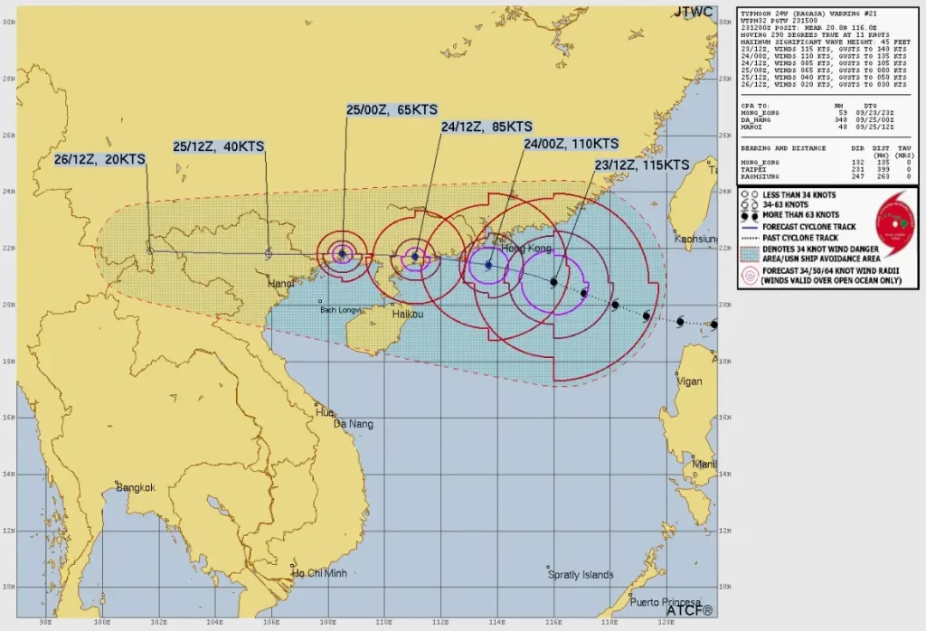 typhoon ragasa jtwc forecast track 15z september 23 2025