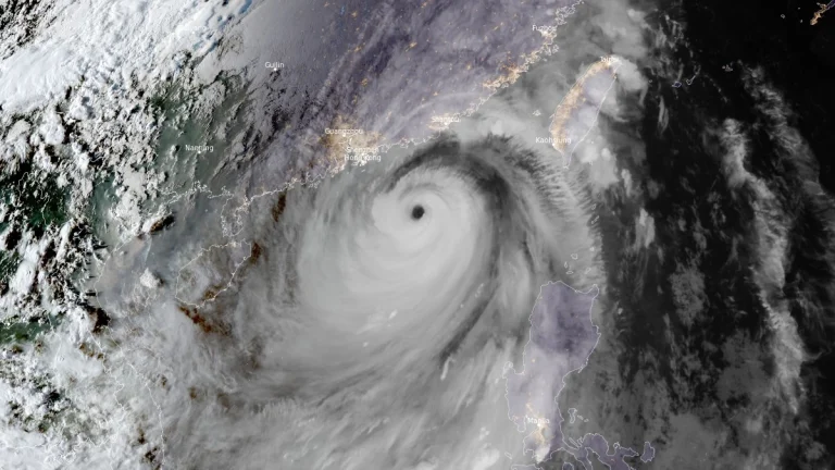 Satellite image of Typhoon Ragasa at 10:00 UTC on September 23, 2025