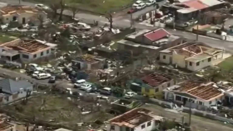 Aerial views of destruction in Jamaica caused by Category 5 Hurricane Melissa - October 2025