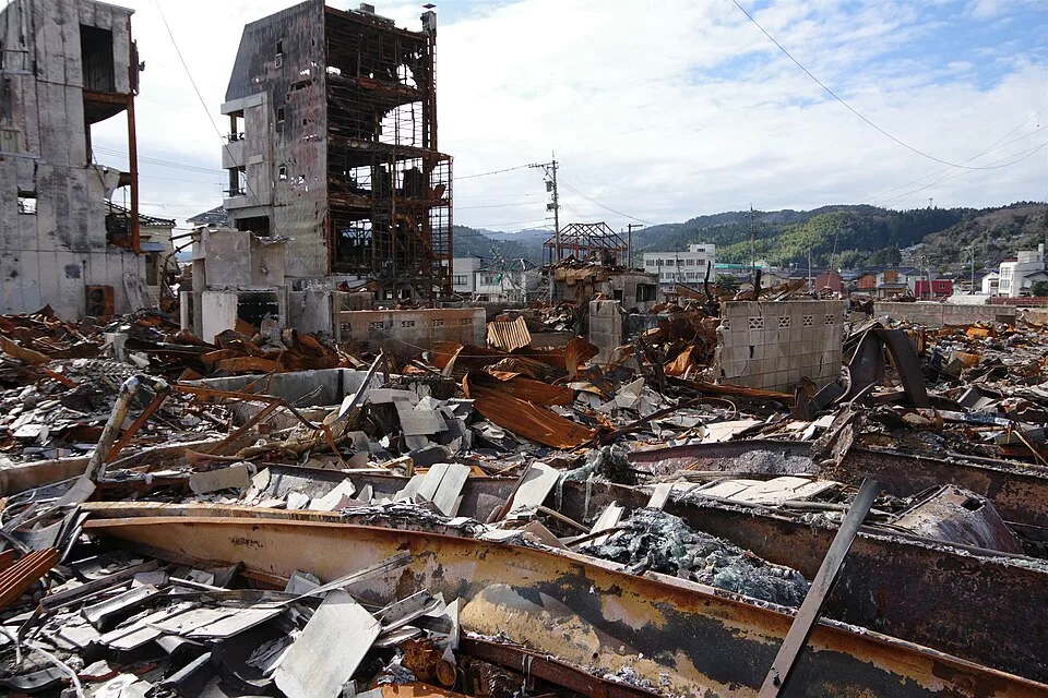 Asaichi Street in Wajima City, Ishikawa Prefecture, was destroyed by the fire caused by the 2024 Noto Peninsula Earthquake. Photographed on February 17, 2024
