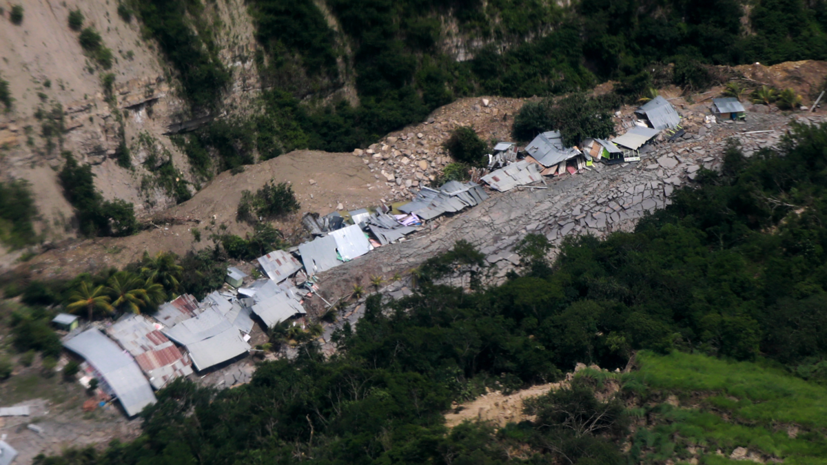 Collapsed houses in Utcubamba Province