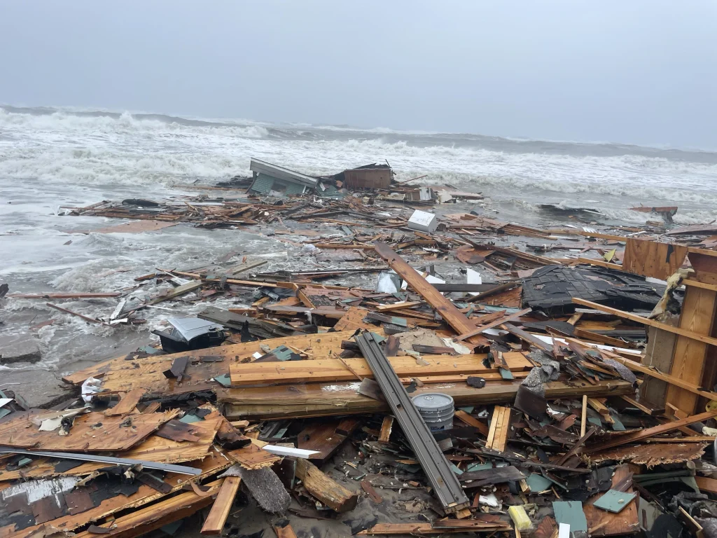 Debris from collapse of 46223 Tower Circle Road, Buxton on Octiober 28, 2025