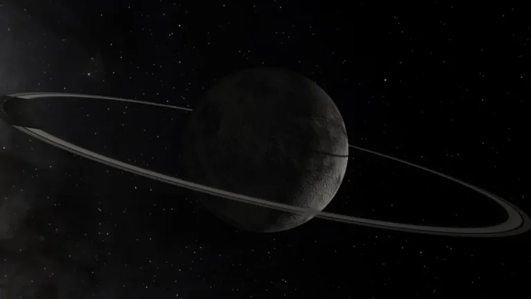 Depiction of Chiron and its rings