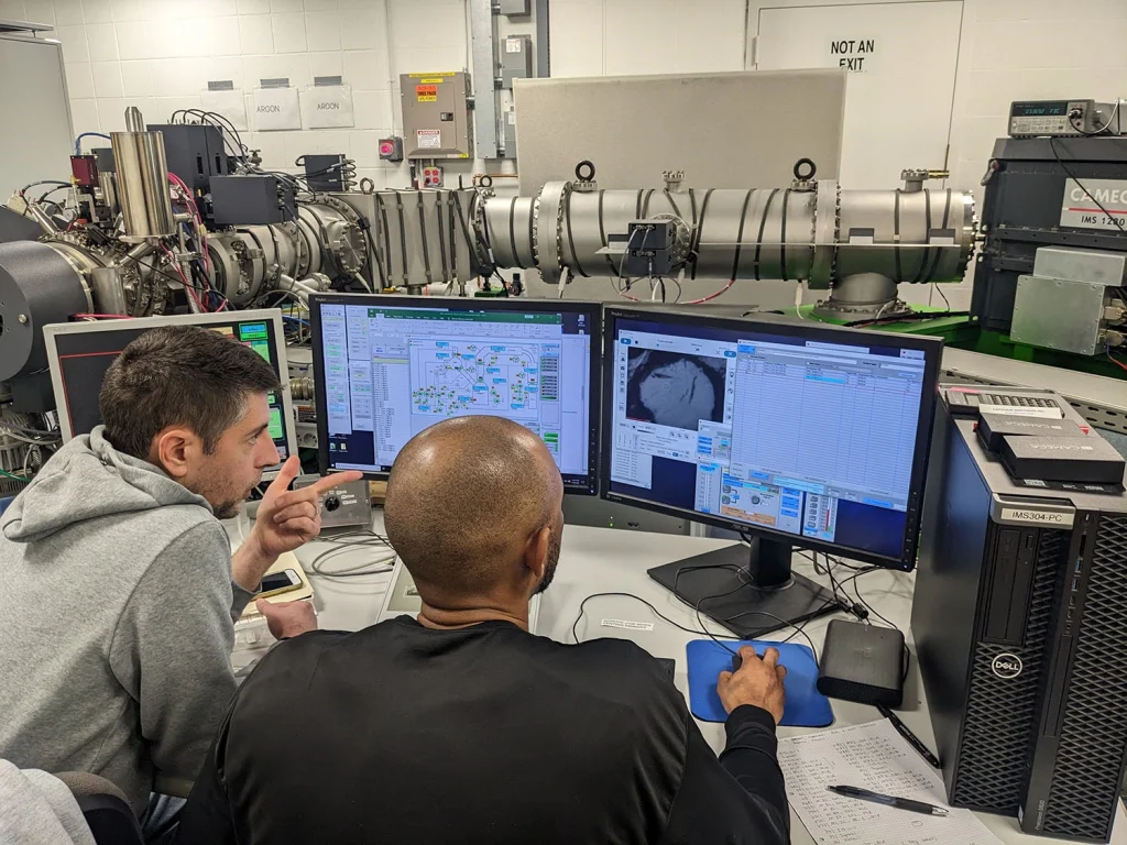 Dottin and co-author Brian Monteleone analyze data from the secondary ion mass spectrometry analysis of Apollo 17 samples