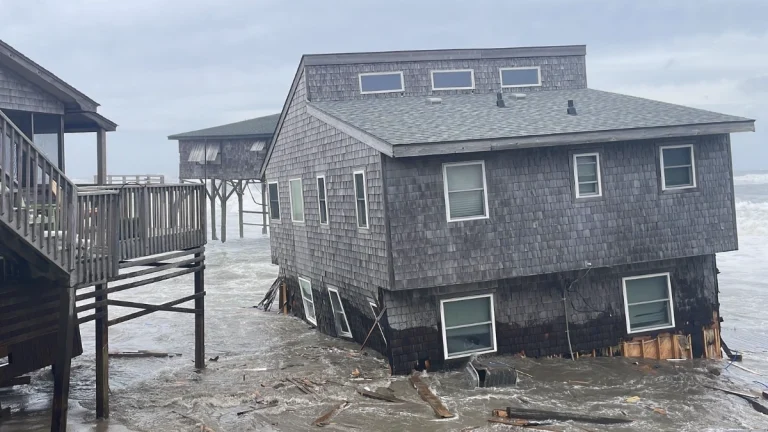 Homes destroyed on the Outer banks of Buxton, North Carolina dut Hurricane Humberto and Hurricane Imelda on September 30, 2025. Credit: Cape Hatteras National Seashore