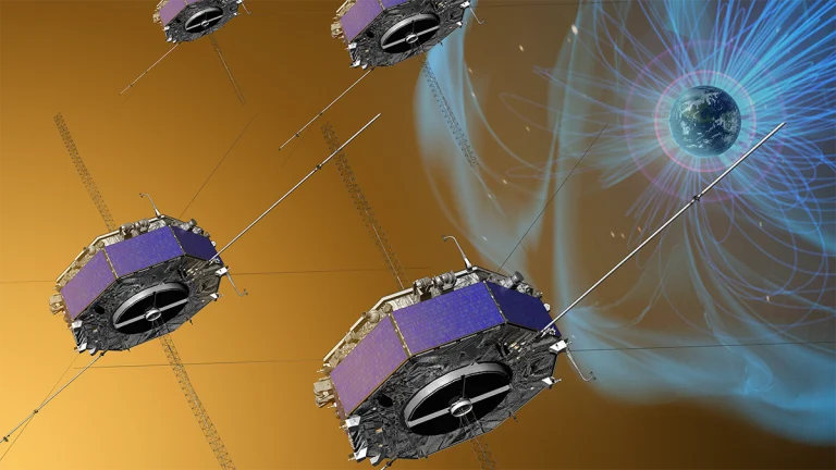 NASA’s Magnetospheric Multiscale mission, which consists of four spacecraft, is gathering information about magnetic reconnection around Earth