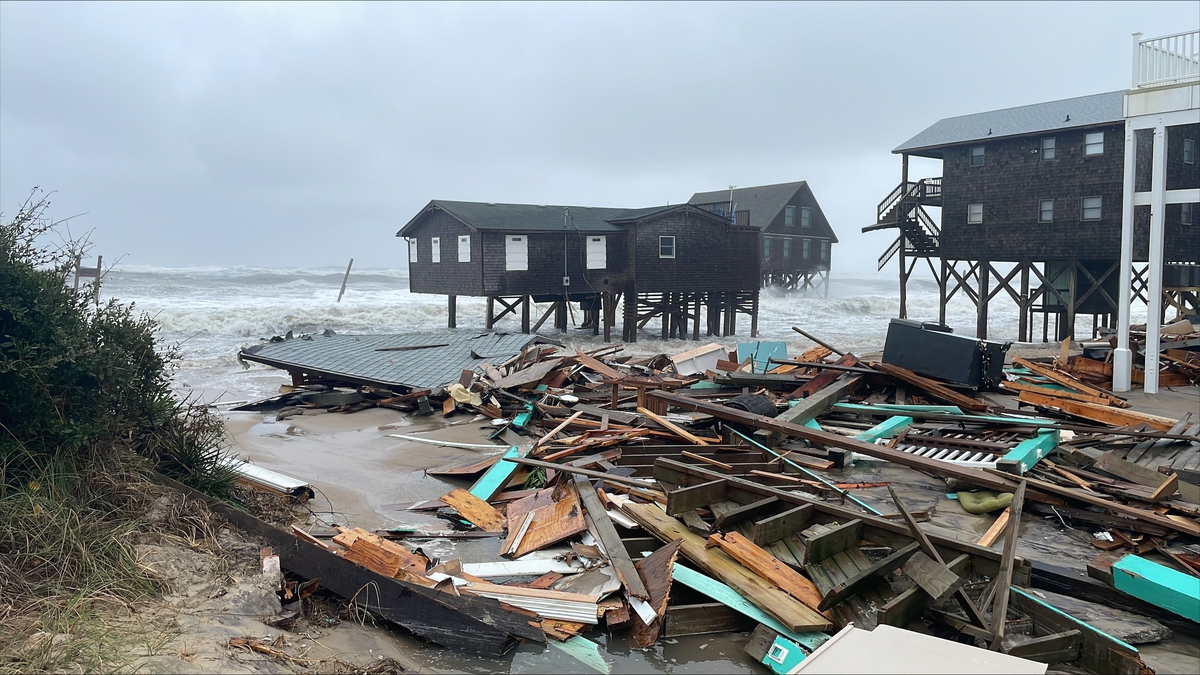 Photo of debris associated with house collapse at 46016 Cottage Avenue, Buxton on October 28, 2025