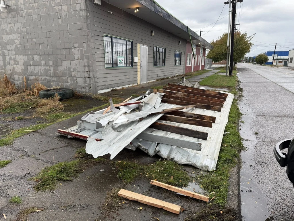 Potential tornado damage in Longview, Washington on October 12, 2025. Credit: Longview Fire Department