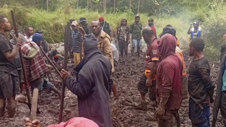 Recovery operations after landslide in Papua New Guinea claimed 21 lives on October 31, 2025. Credit: Ben Mcpintu