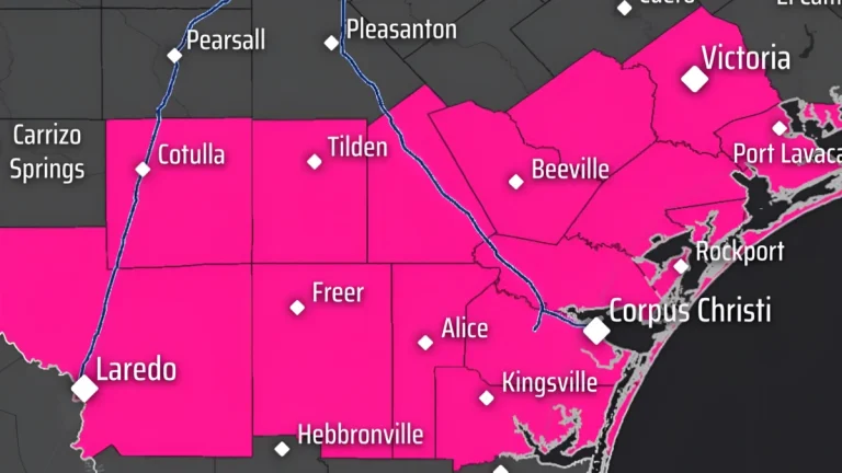 Map of areas under Red flag warning issued for south Texas on October 30, 2025. Credit: NWS