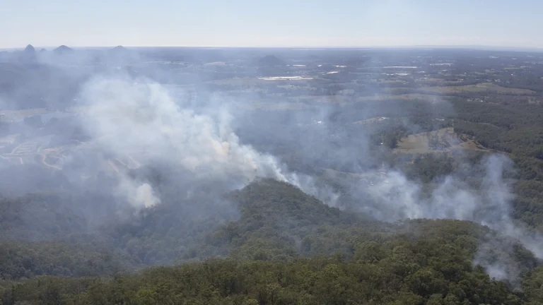 Smoke rising from bushfires burning in Queensland on October 3, 2025. Credit: Queensland Fire Department