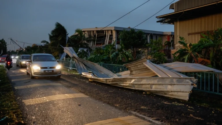 Tornado damage in Kuala Langat District, Malaysia on October 15, 2025. Credit: Bernama