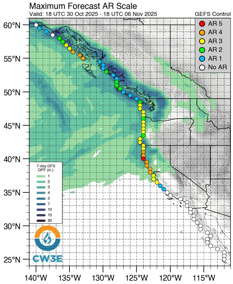 maximum ar forecast scale october 30-november 6 2025