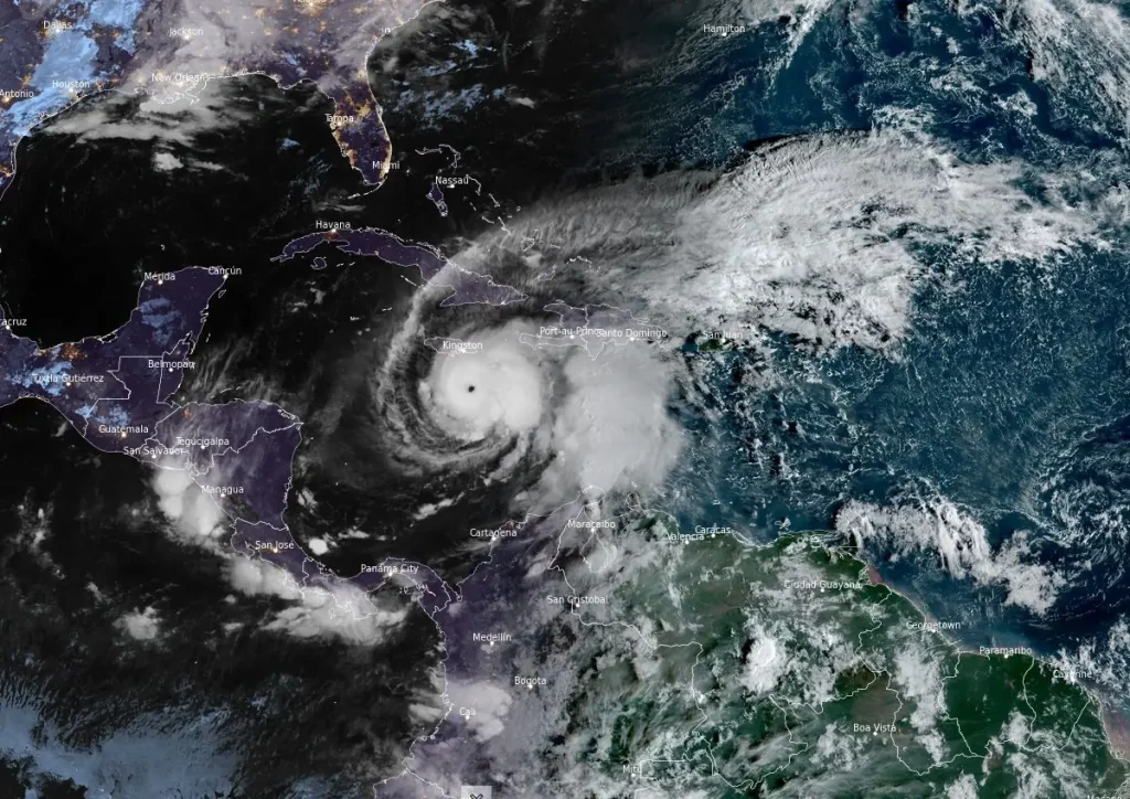 satellite image of hurricane melissa at 1110 utc october 26 2025