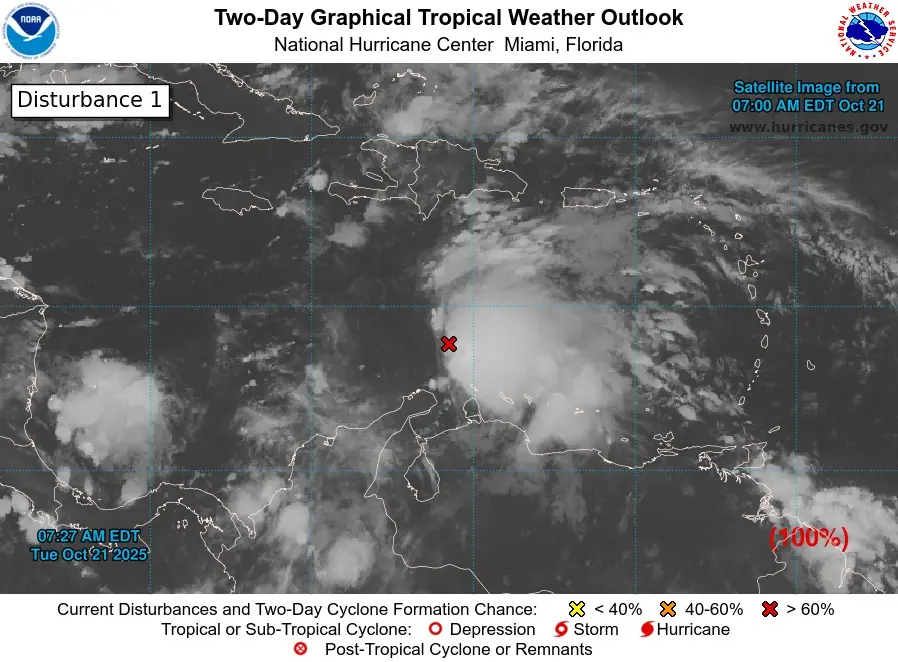 two-day graphical tropical weather outlook october 21 2025 cl