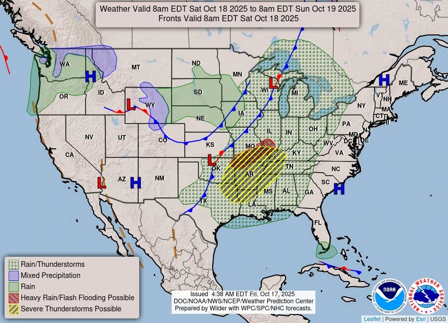 us forecast chart october 18 2025