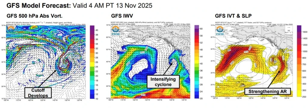 CW3E November 12 2025 Outlook - GFS Model Forecast November 13 2025