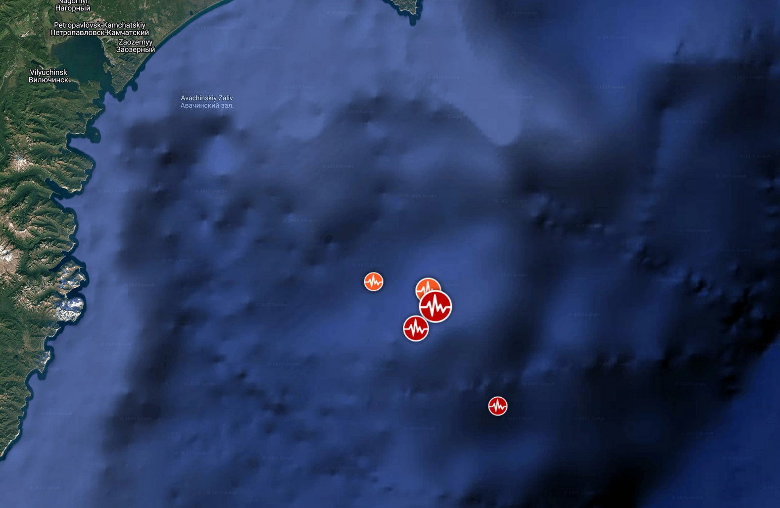 Epicenter of M6.1 earthquake in Kamchatka, Russia on November 3, 2025. Credit: TW/SAM, Google