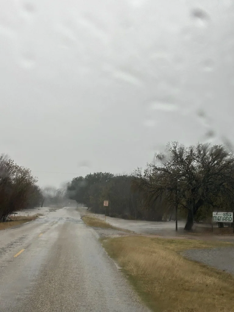Flooding in Menard County after heavy rainfall through November 20, 2025. Credit: Brandon Corbin