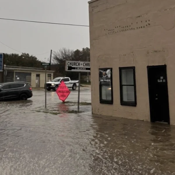 Flooding in Menard County after heavy rainfall through November 20, 2025. Credit: Brandon Corbin