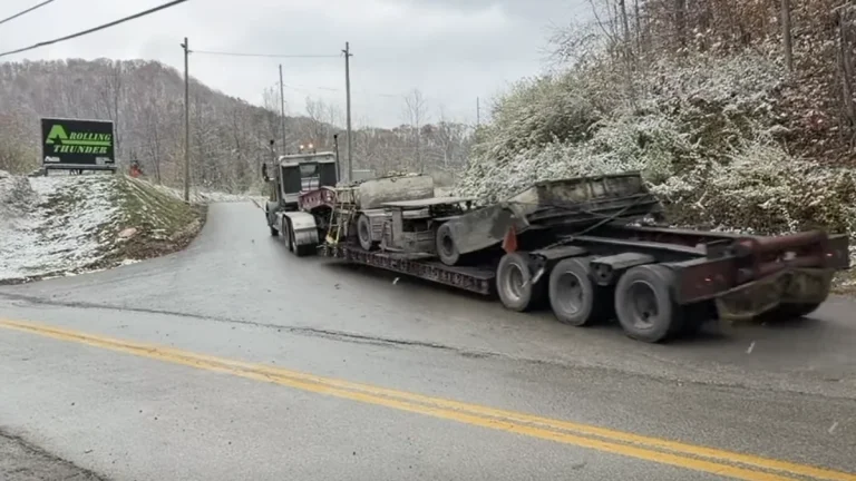 Pumping equipment being transported to the Rolling Thunder Mine in West Virginia to rescue trapped miner on November 10, 2025