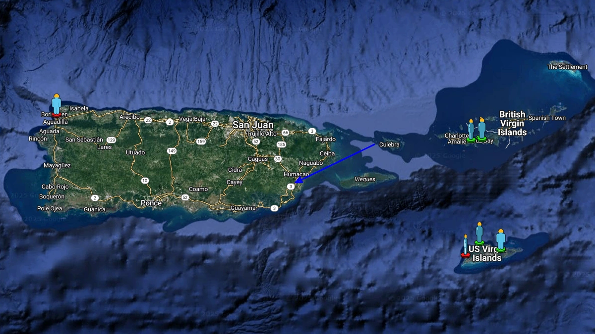 Trajectory of the fireball over Puerto Rico on November 23, 2025. Credit;: AMS